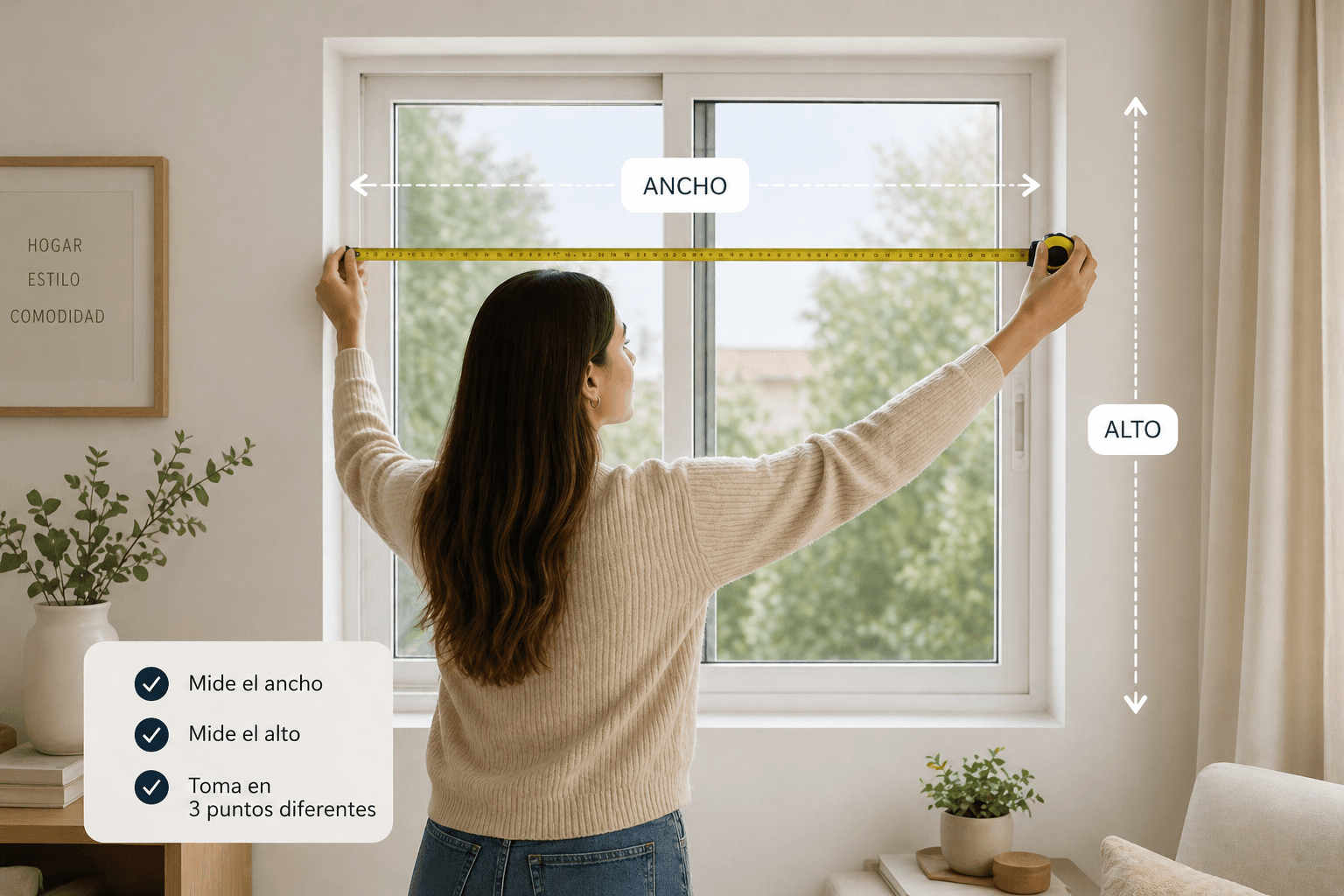 ¿Cómo tomar medidas para cortinas enrollables?