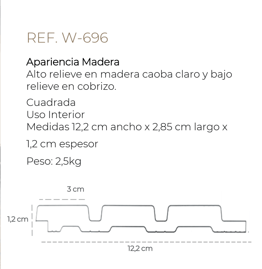 Panel o Lamina Acanalado en Ps Alto Relieve en Madera Madera Caoba 12cm X 285cm