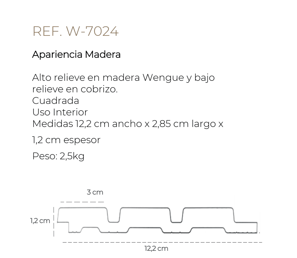 Panel o Lamina Acanalado en Ps Alto Relieve en Madera Wenge 12cm X 285cm